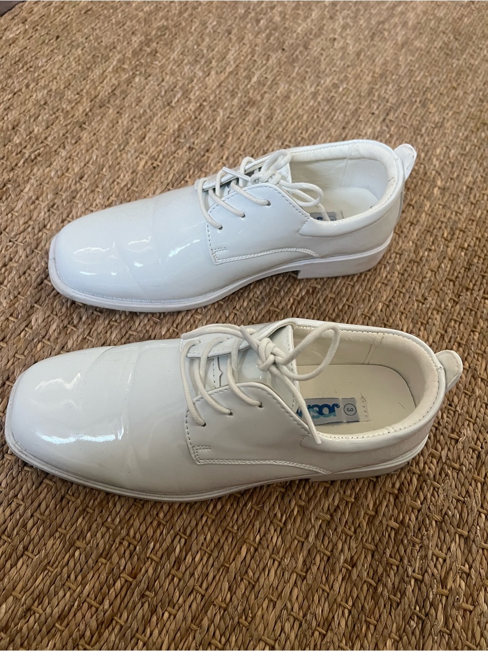 White Patent Lace-Up Oxfords